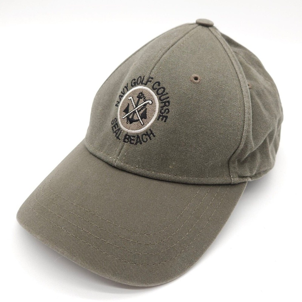 Navy Golf Course Seal Beach Strapback Hat Baseball Dad‎ Cap Gray Embroidered